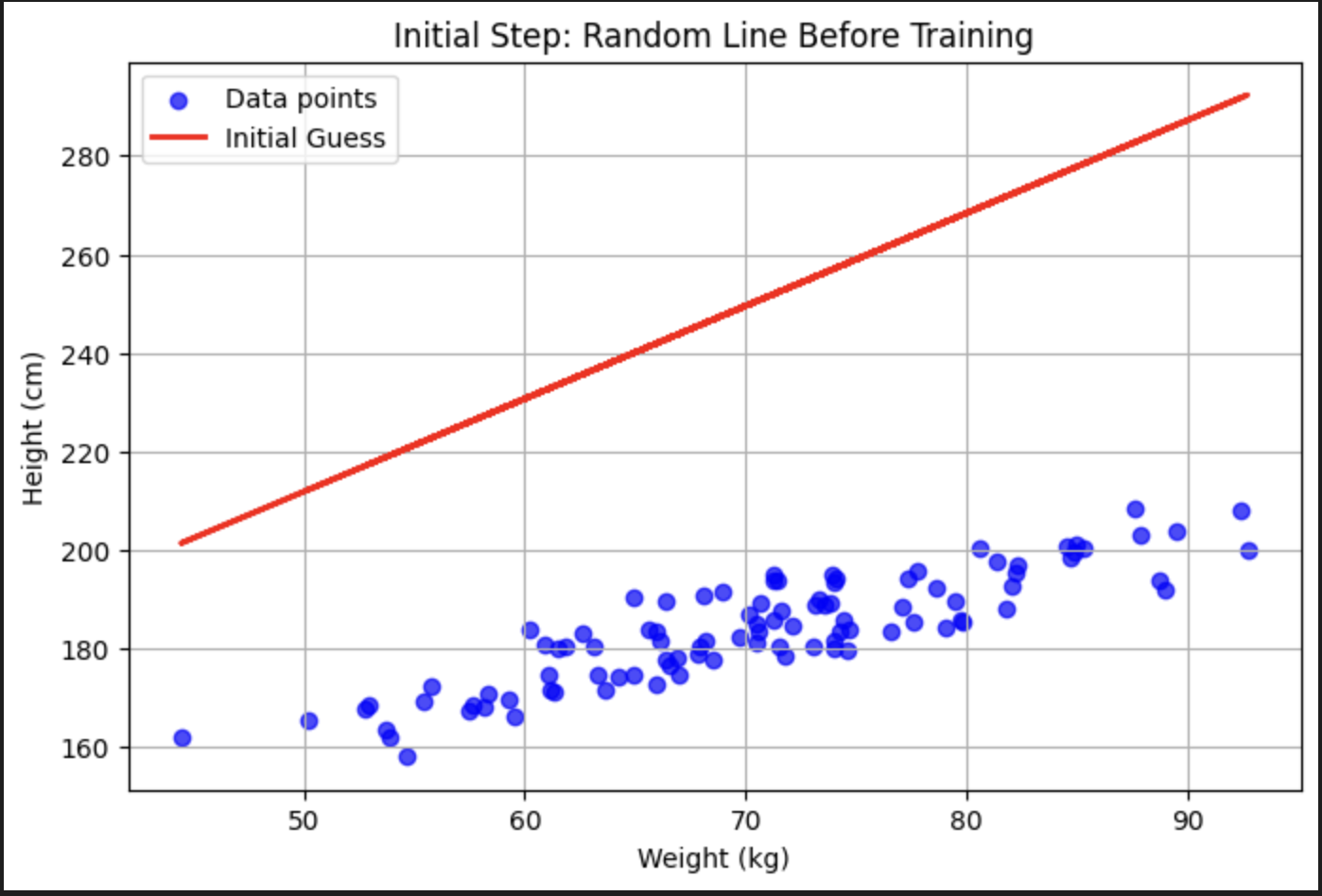 Initial random line prediction